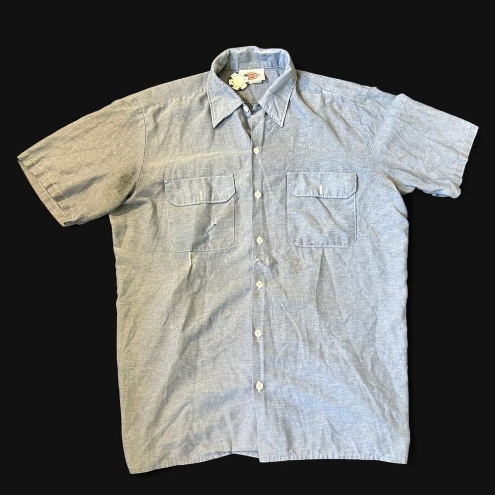 Dickies vintage 80s faded distressed lightweight button up workwear shirt